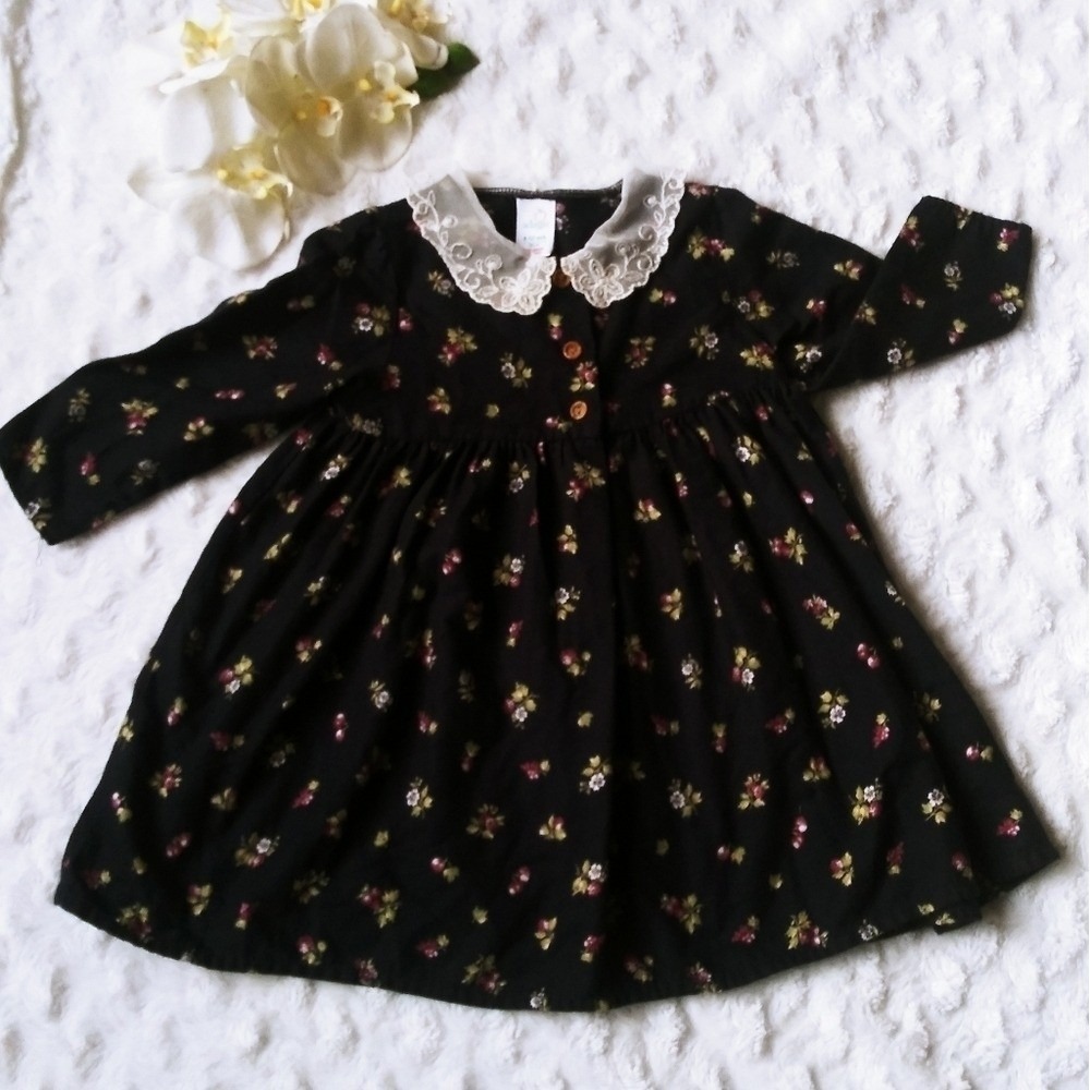 Adams vintage‎ floral dress navy/green/pink lace